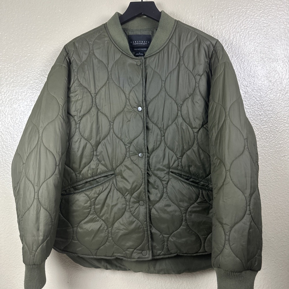 Sanctuary Vancouver Quilted Bomber Jacket in Olive Nordstrom Size Medium‎